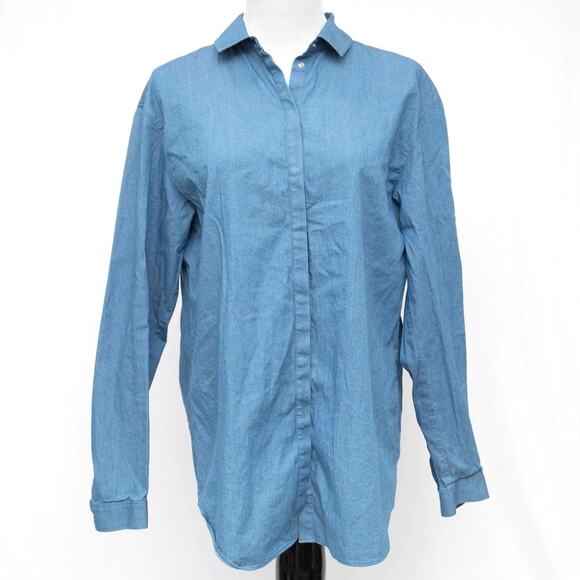 Lafayette 148 New York Long Sleeve Button Down Chambray Shirt Size Small - Picture 1 of 10